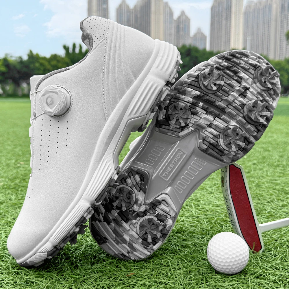 Professionelle Golfschuhe mit Spikes für Herren, wasserdicht, Mikrofaser, Anti-Kollisions-Zehenkappe, Outdoor-Wettkampf-Sportschuhe, Größe 39–49