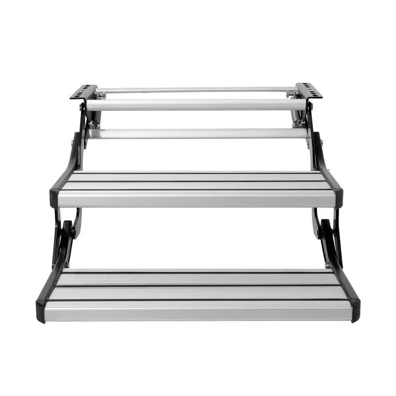 Campingwagen-Trittbretter mit 2 Stufen, ausziehbarer, faltbarer Wohnwagen-Tritthocker, belastbar bis 199,58 kg, aus Aluminium und verdicktem Stahl, rutschfest für sicheres Ein- und Aussteigen, für
