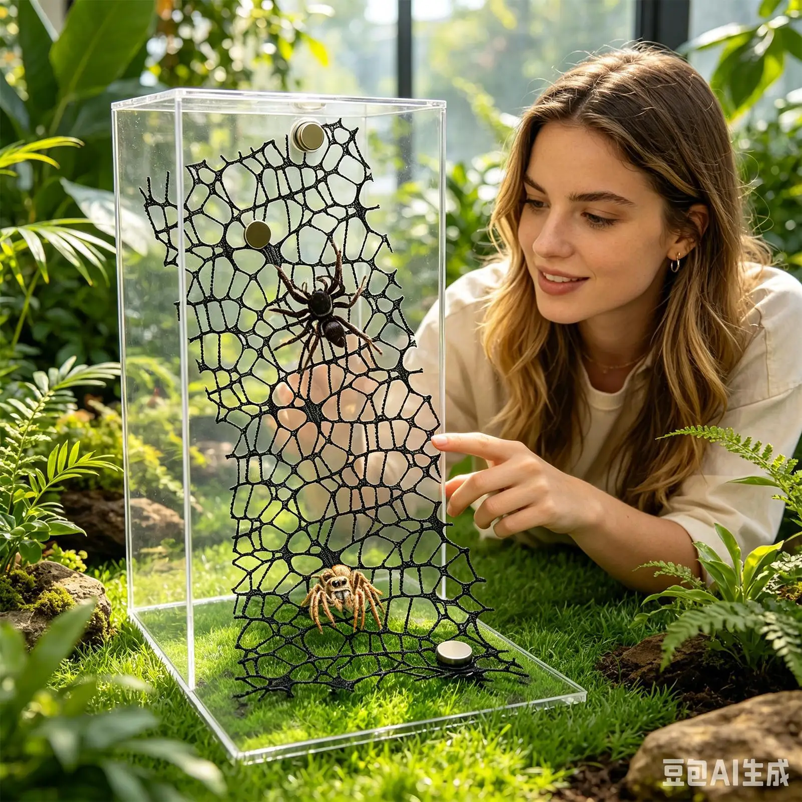 Sprungspinne Kletternetz, Marienkäfer-Spielzeug, Tarantel-Terrarium-Dekoration für Züchter, Pfleger, Lehrer, Zuhause, Büro, Wohnzimmer Image