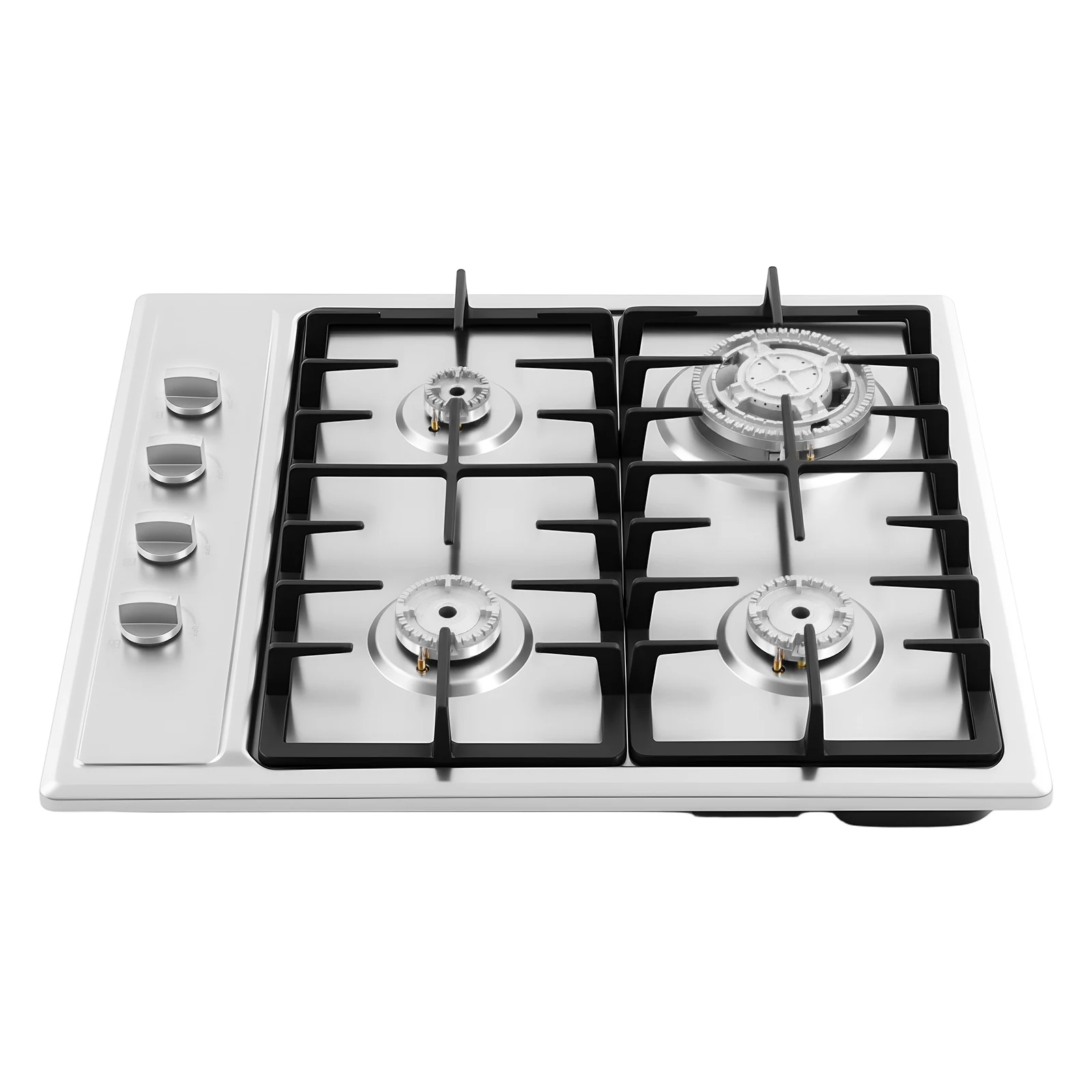 4-Flammen-Gaskochfeld Einbaugerät, 3KW Rapid Fire Plus 1,75KW & 1KW Brenner, Edelstahl mit Gusseisenrosten, Energiesparend Präzise Steuerung für Heim- & Gewerbeküchen Image