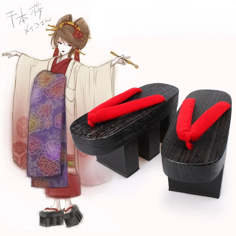 Frauen Holz Japanischen GETA Clog Bidentate ONMYOUJI SSR Shiranui-Flops Flip Holz Sandale Schuhe Cosplay Japan Geisha 11,5 CM