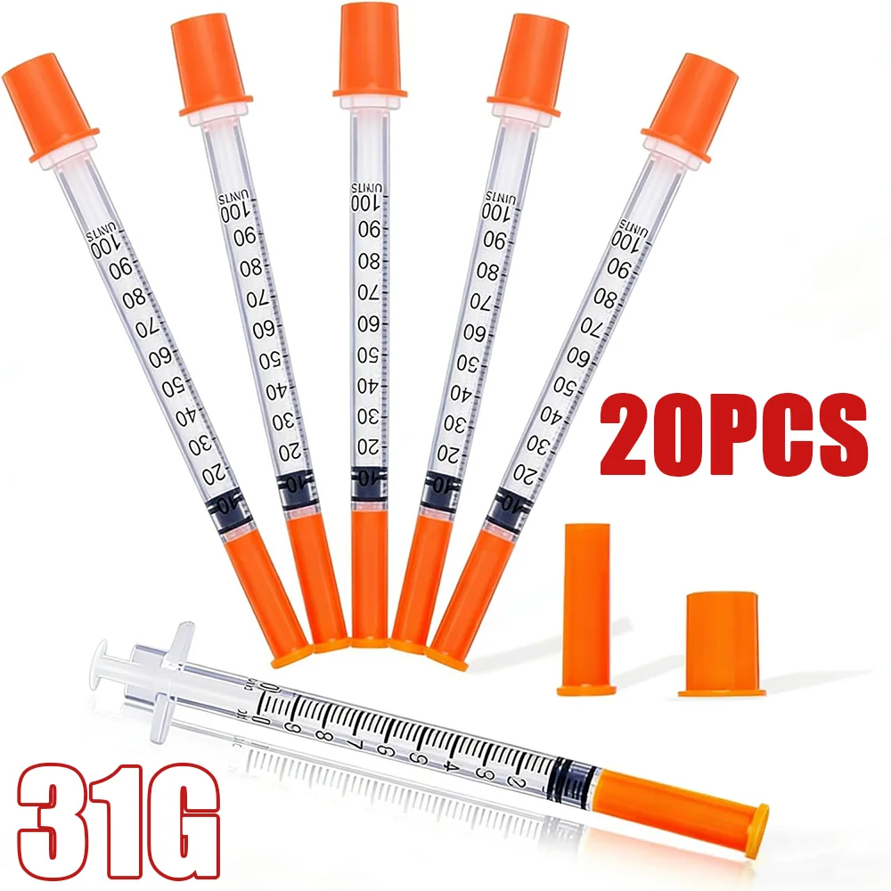 Spritze, 1ml 31g (1/2") (1/4") (5/16") Insulin-Injektionsnadel, Einzeln Verpackt, 20er-Pack Image