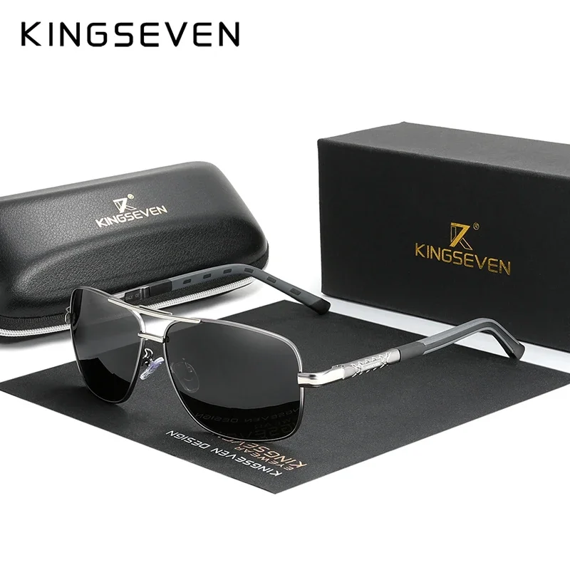 KINGSEVEN Marke Klassische Aluminium-Magnesium-Sonnenbrille für Herren, polarisiert, für Damen, UV400, Damen-Fahrbrille Image