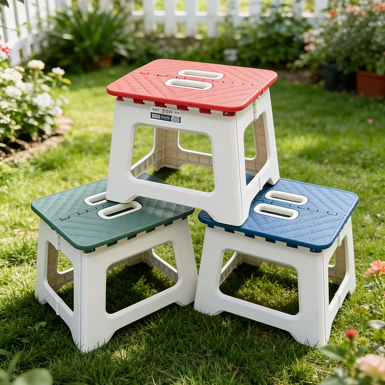 Tragbarer Klapphocker - Leichter, Robuster Kunststoff-Tritthocker mit Rutschfester Basis & Griff, Kompaktes Design