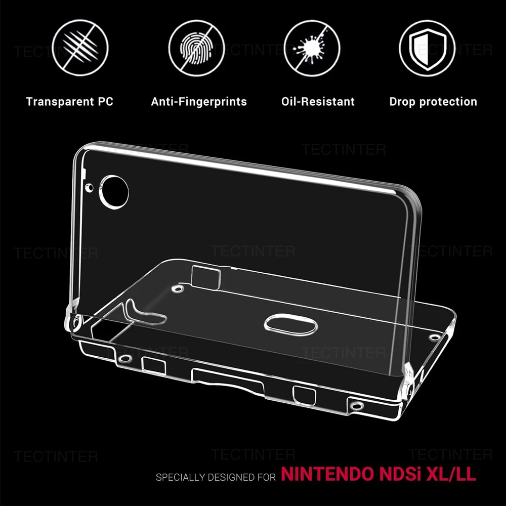 Klare Kristall-PC-Schutzhülle für DSI NDSi XL LL Konsole Transparente Skin-Hülle & Plastik-Displayschutzfolie PET-Film Image