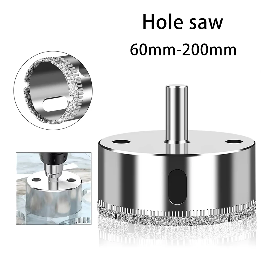 60mm-200mm diamantbeschichteter Glasbohrer mit einteiligem Stahlkörper für Fliesen-, Wand- und Marmorbohranwendungen.