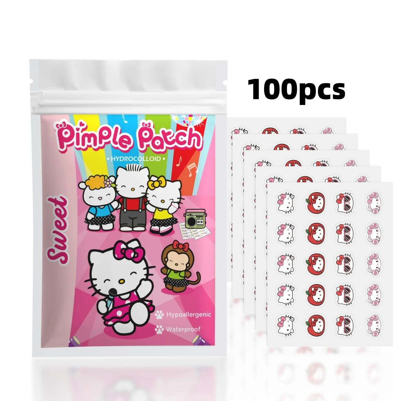100 Stück Hello Kitty Akne-Pflaster, Gesichts-Akne-Pflaster, Hydrogel-Akne-Entfernungs-Pflaster, Concealer Image