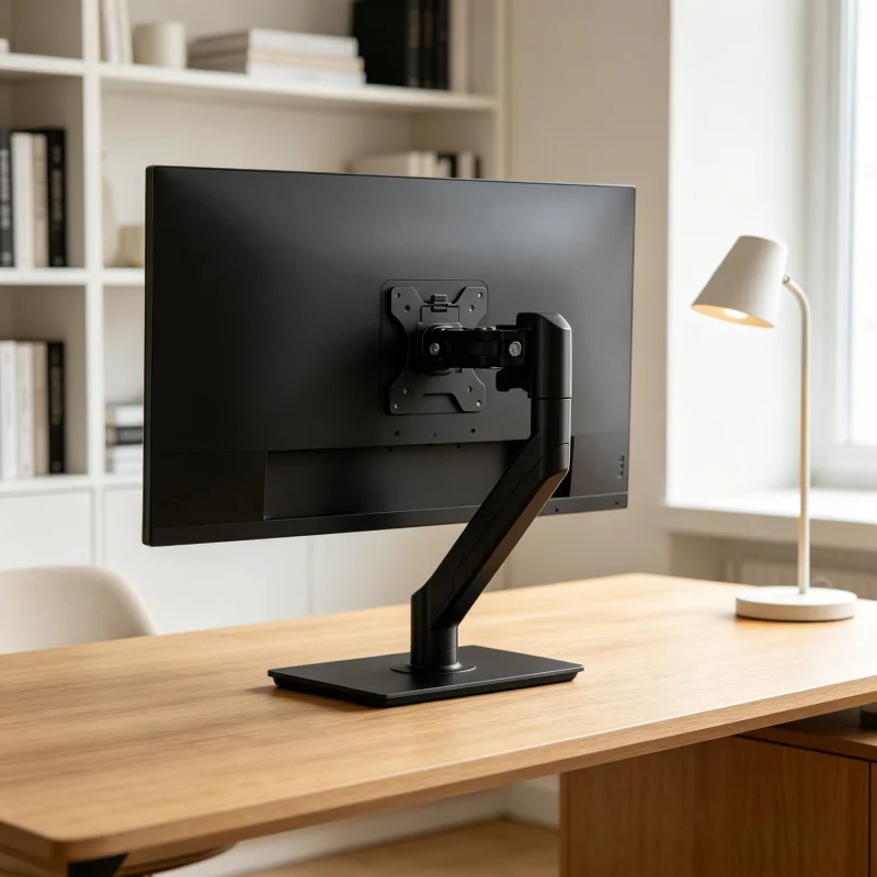 Universelle Einzelmonitor-Tischhalterung, passend für Bildschirme bis zu 32 Zoll und 19,8 Pfund, verstellbarer Computermonitorständer für Zuhause und Büro Image