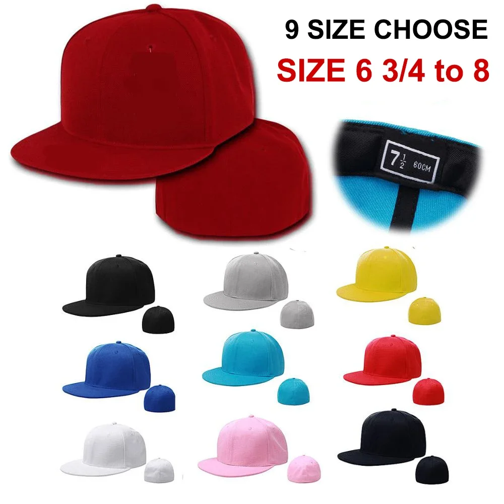 Vollständig geschlossene, taillierte Mütze, New York-Größe, Plus, große Trucker-Männer, Bill, Hip Hop, einfarbig, Baseball-Snapback, blanko, flache Krempe, Ära