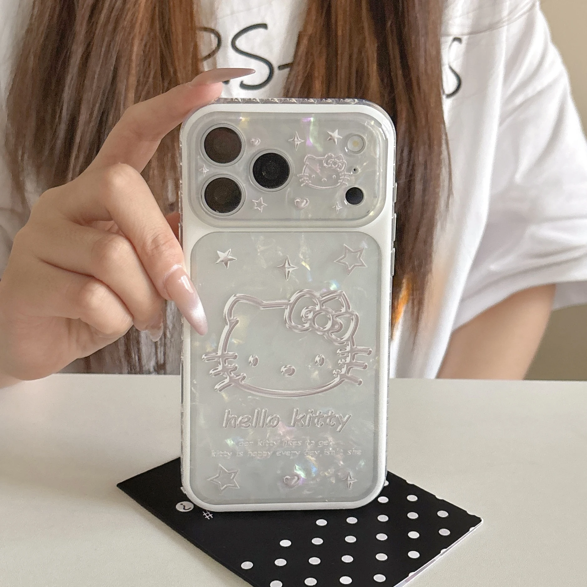 Korea Ins Star Hello Kitty Kopfhörer-Handyhülle für iPhone 17 16 15 Pro Max 17 Pro Stoßfeste Luxus-Schutzhülle aus Acryl Image