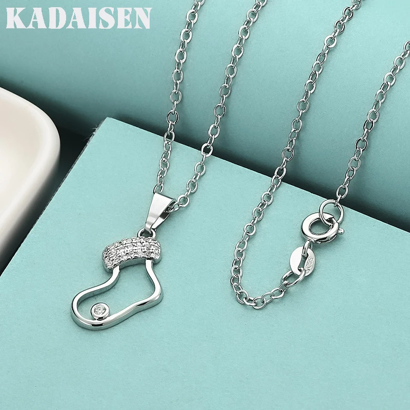 925 Sterling Silber Schuh-Anhänger mit AAAAA Zirkon, 16-30 Zoll lange Halskette für Damen, modisches Hochzeits- und Verlobungsgeschenk, Schmuck