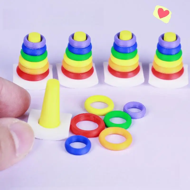 【Y】2 Sets Puppenhaus Frühes Lernspielzeug Regenbogen-Stapelspielzeug Puzzle Intelligenzförderung Regenbogenturm Baby-Spielzeug Geschenk Stapelringe