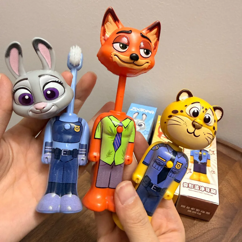 Zootopia Verwandelbare Zahnbürste Judy Nick Clawhauser Cartoon-Figur Zahnbürste Niedliches Mundreinigungs-Tool Geschenk Image