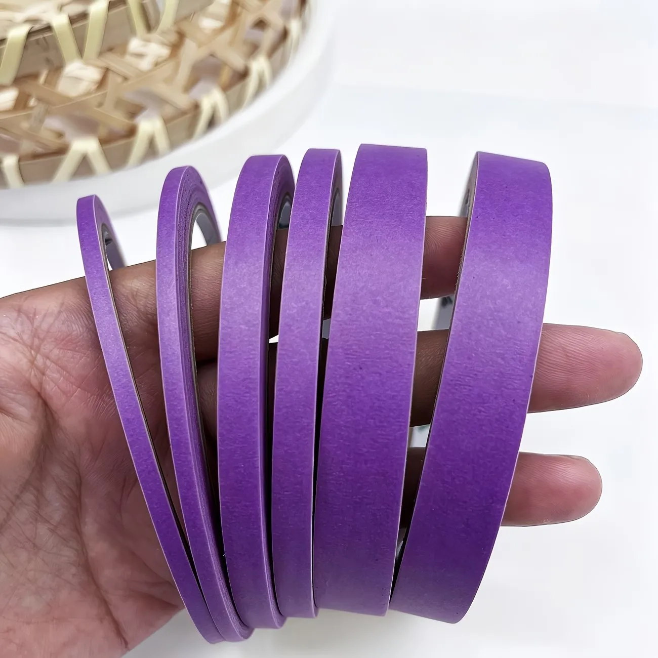 3/6 Rollen lila Masking-Washi-Klebeband in verschiedenen Größen, 3 mm bis 13 mm, 787,4 Zoll pro Rolle, Papierklebeband zum Malen, Skizzieren, Bekleidung, Holz