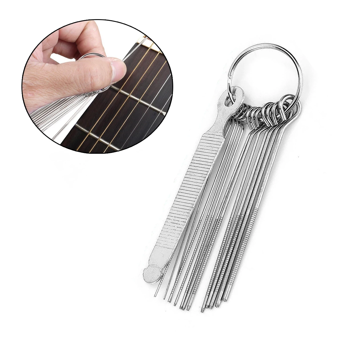 Miwayer Gitarren-Sattel-Griffbahn-Feilenset – 13 Größen runde Nadelfeilen, 0,4 mm bis 1,6 mm, 85 mm Länge, für Gitarre/Ukulele Image