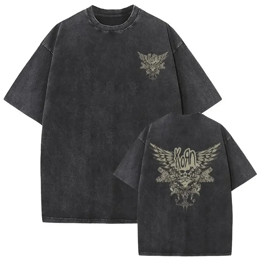 Korn Follow The Leader Album Vintage Washed Graphic Tee – Unisex Gothic Nu-Metal Herren Casual Oversized T-Shirt aus 100 % Baumwolle