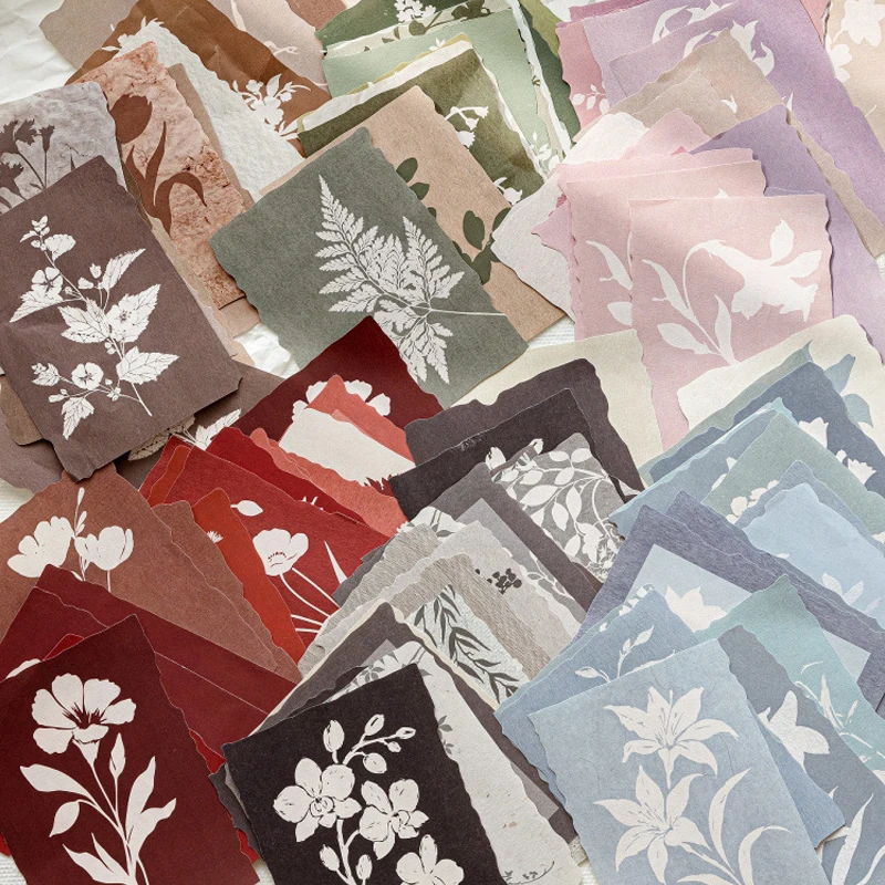 1 Packung/20 Stück Blumen-Silhouetten-Materialpapier, Pflanzenkunst-Stil DIY Handgemachtes Album Scrapbooking Dekoratives Papierzubehör Image