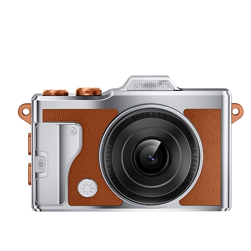 4K-Mini-Digitalkamera, tragbare Retro-Videokamera mit eingebautem Blitz und Filtern OTG, Ultra-HD-Loop-Aufnahme, winzige Vlog-Kamera für Kinder Erwachsene, inklusive Halskette Handgelenkschlaufe Image