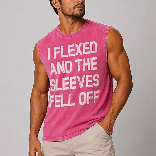 Herren-T-Shirt mit Muskelaufdruck fürs Fitnessstudio – Ärmellos, Tanktop, Grafikprint, normale Passform, lässige Designerkleidung, Größen S–3XL Image