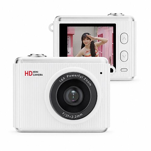 64-Megapixel-Mini-Digitalkamera für Kinder Tragbare Kamera für Teenager mit 16-fachem Zoom, 1,4-Zoll-HD-Bildschirm, inklusive Filtern, Serienbildauslöser und Halskette. Schlüsselanhänger,