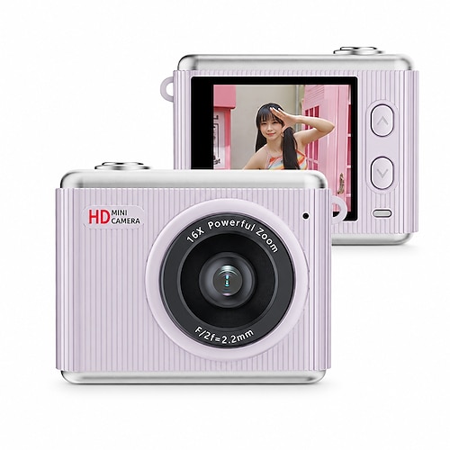 64-Megapixel-Mini-Digitalkamera für Kinder Tragbare Kamera für Teenager mit 16-fachem Zoom, 1,4-Zoll-HD-Bildschirm, inklusive Filtern, Serienbildauslöser und Halskette. Schlüsselanhänger,