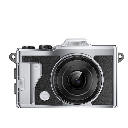 4K-Mini-Digitalkamera, tragbare Retro-Videokamera mit eingebautem Blitz und Filtern OTG, Ultra-HD-Loop-Aufnahme, winzige Vlog-Kamera für Kinder Erwachsene, inklusive Halskette Handgelenkschlaufe Image