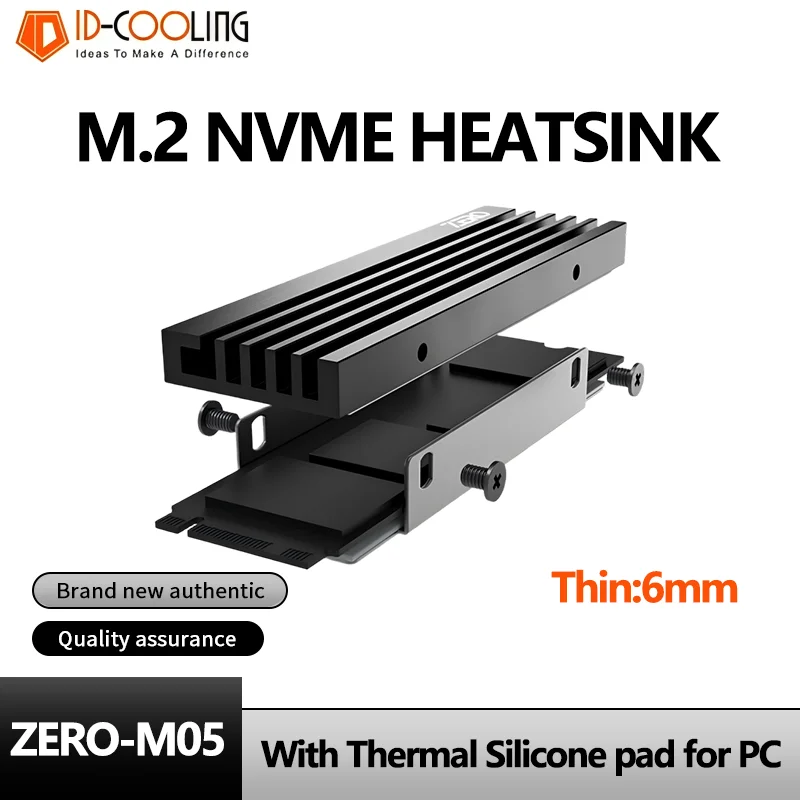 ID-COOLING M05 SSD-Kühlkörper für M.2 2280 NVME-Kühler, Aluminiumlegierung mit thermischem Silikon-Pad, effiziente Kühlung für PC Image