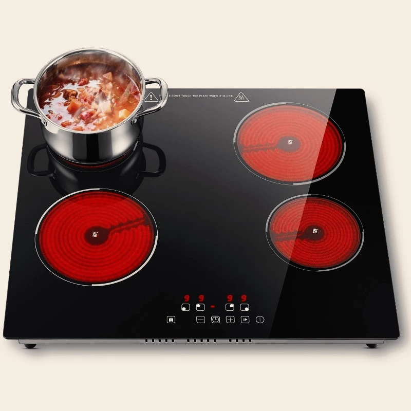 Glaskeramik-Kochfeld 4 Platten 6000W 9 Heizstufen 4 Kochzonen 59cm Touch-Steuerung Automatische Abschaltung Image