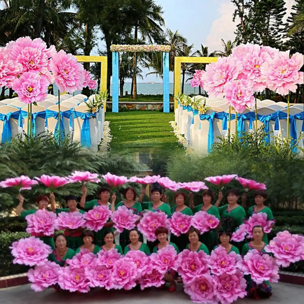 17/20/30/40/50 cm Pfingstrose Blume Tanz Requisiten Tuch Kreative Leistung Hand Blume Bunte Sport Treffen Eintritt Blume Image