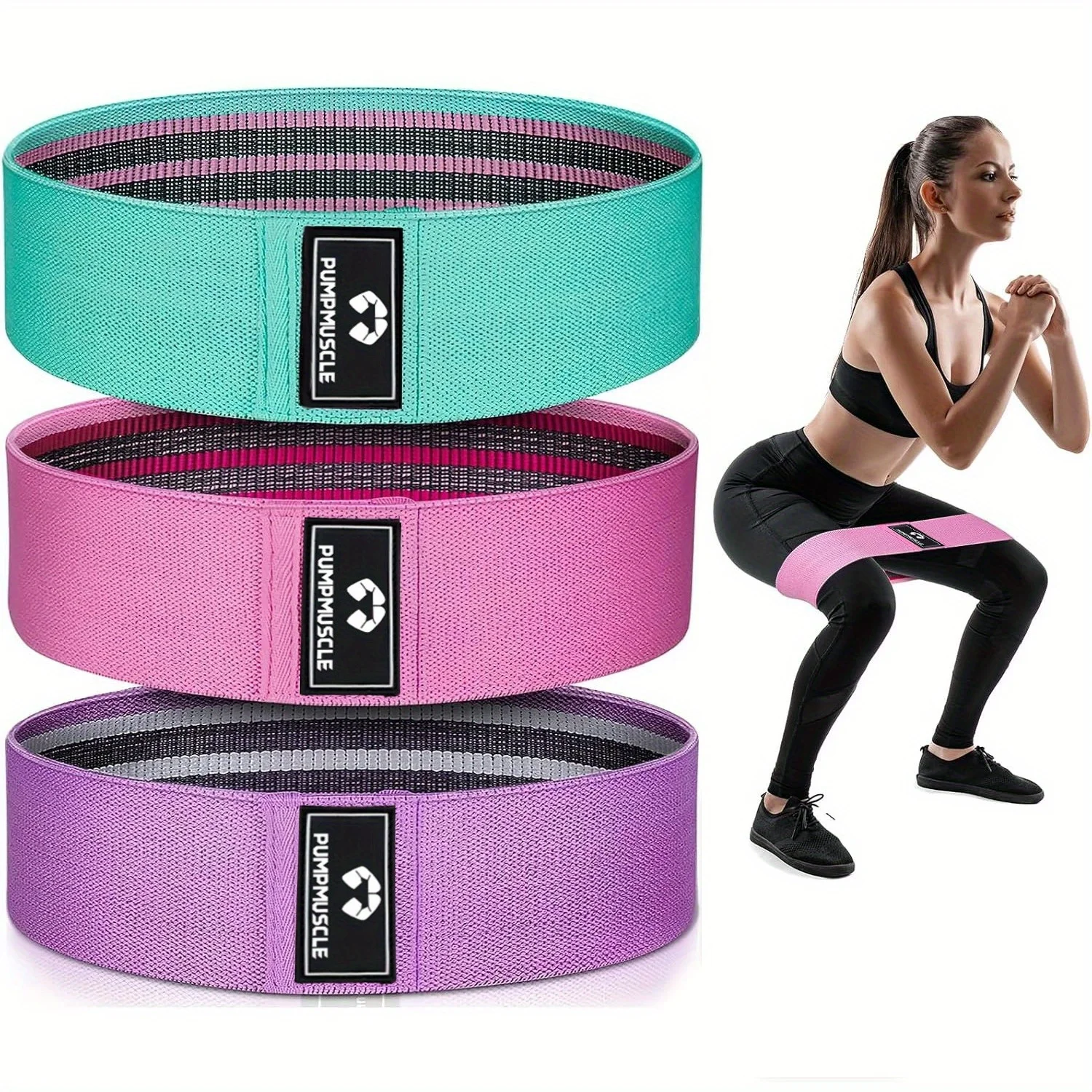 Stoff-Widerstandsbänder für Training, 3er-Set Stretchbänder für Booty Legs für Yoga-Starter, Pilates-Flexbänder Image