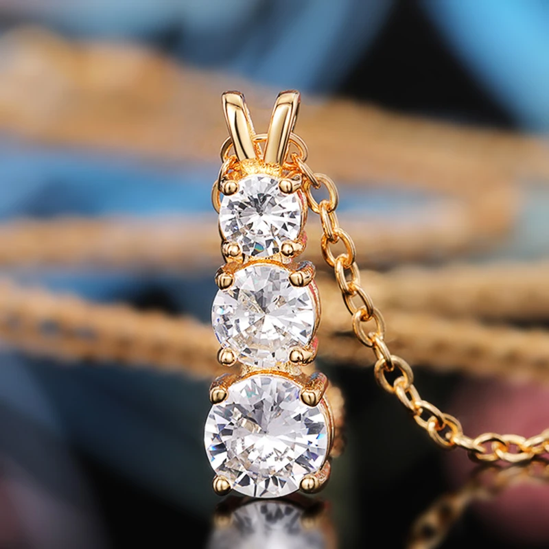 Huitan einfache stilvolle Design Kristall Zirkonia Halskette für Frauen Gold Farbe Temperament Accessoires Hochzeit trend igen Schmuck Image