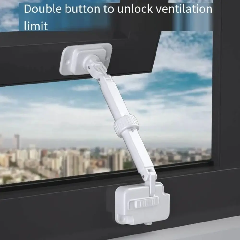 Multifunktionale ABS-Fenstersicherung Ohne Bohren Einbruchsichere Fensterbegrenzung Verstellbare Sicherheitsschnalle Fensterstopper für Zuhause Image