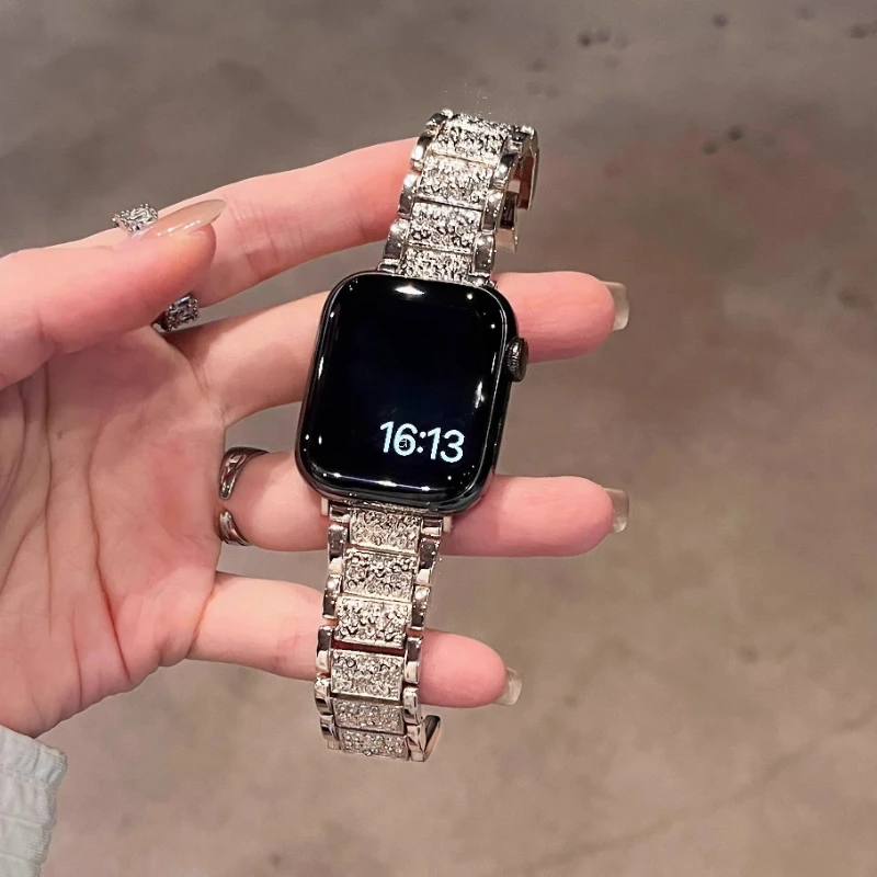 Diamant-Uhrenarmband für Apple Watch Band 44mm 49mm 40mm 45mm 42mm 46mm Uhrenarmband für iWatch Series 11 9 8 7 6 SE 10 Ultra 3 2 Armband Image