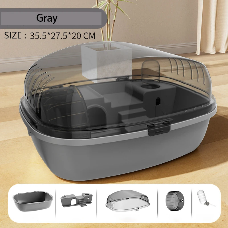 Doppelschichtiger Großer Hamsterkäfig Tragbare Multifunktionale Kleintier-Transportbox Transparentes Sichtbares Tierhaus Image