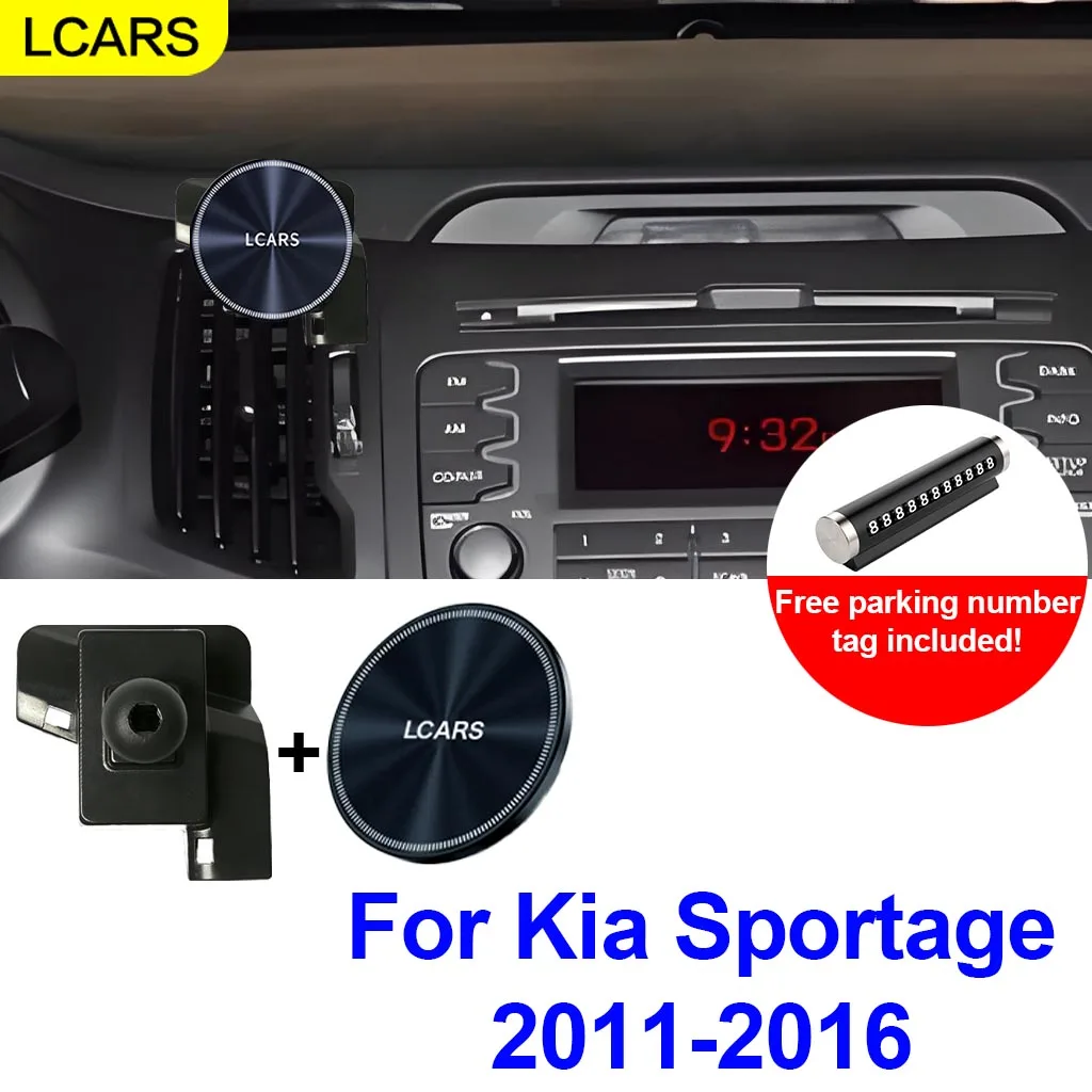 Geeignet für Kia Sportage Modelle 2011-2016, Multifunktional Drehbarer und Verstellbarer Fahrzeugspezifischer Handyhalter, Inklusive Metall-Parknummernschild Image