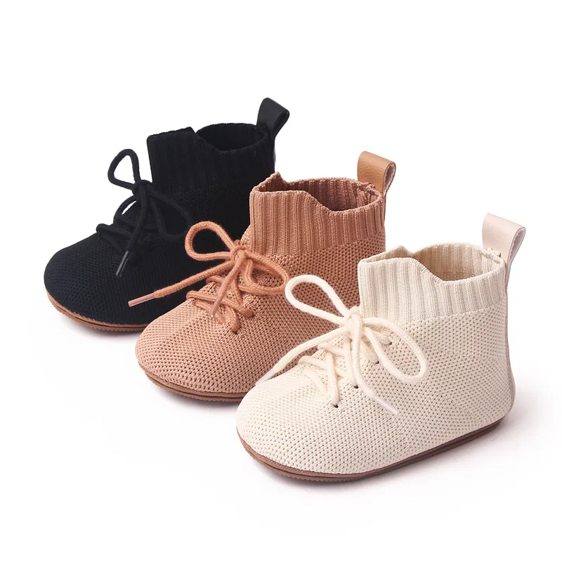 Frühling Baby Fliegen Woven Schuhe Atmungsaktive High Top 0-12 Monate Alte Baby Schuhe Weichen Sohlen Schuhe Anti Slip baby Wanderschuhe