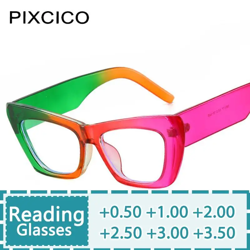 R56897 Bunte Spleißen Lesebrille Dioptric +50 +150 +300 Lady Fashion Cat Eye Farbverlauf verschreibungspflichtige Brille Image