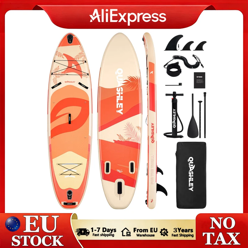 QUASHLEY Rutschfestes Wassersport-Paddleboard 335x86x15cm Aufblasbares Stand-Up-Paddleboard Paddelbrett Surf-SUP-Board Mittelgriff Kamerahalterung Image