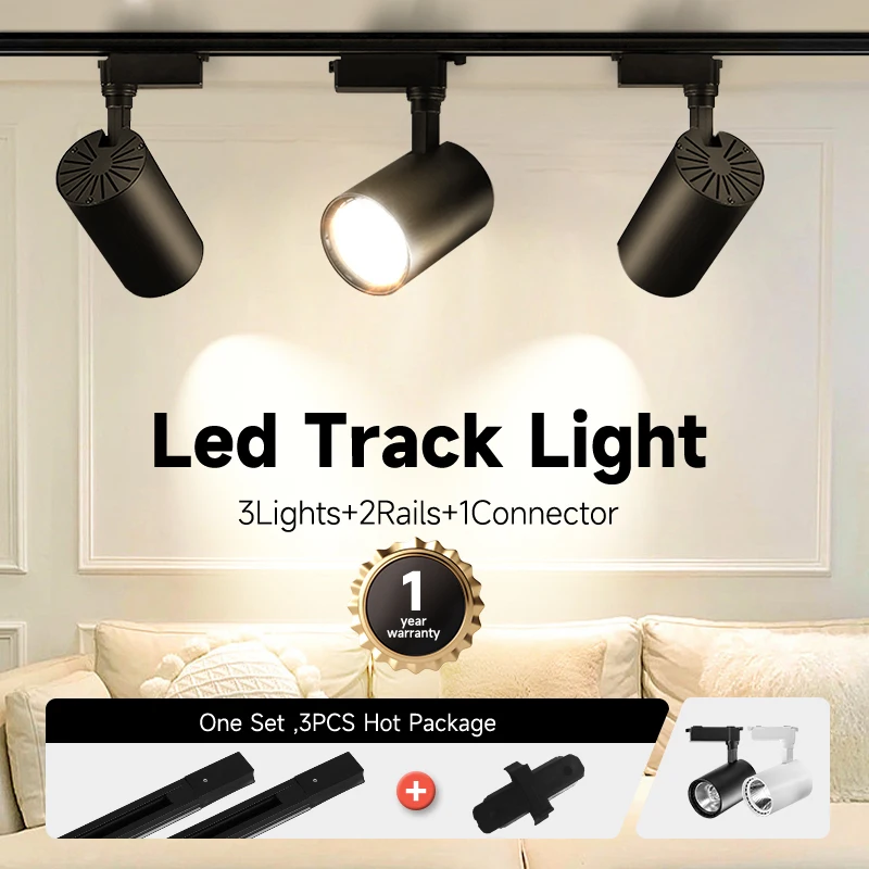 LED-Schienenlicht-Set, verstellbare Spot-Schienenlampe, 20/30/40 W, Strahler, Schienenlampe, Innenbeleuchtungskörper für Geschäft, Wohnzimmer, Dekoration Image