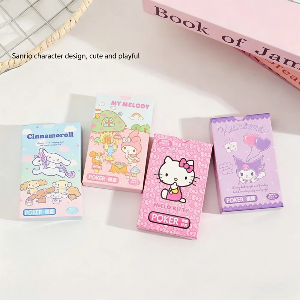 Echte 54-teilige Sanrio Hello Kitty Cartoon-Spielkarten, Kuromi My Melody Cinnamoroll Pokerkarten für Partyspiele und Sammlungen