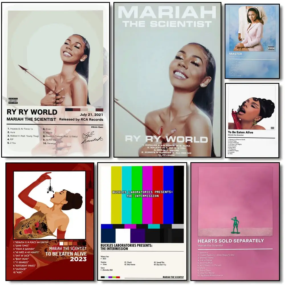 Sängerin M-Mariah The Scientist Poster, moderne minimalistische Wandkunstdrucke für Schlafzimmer, Wohnzimmer, Heimdekoration, Inneneinrichtung, Geschenk Image