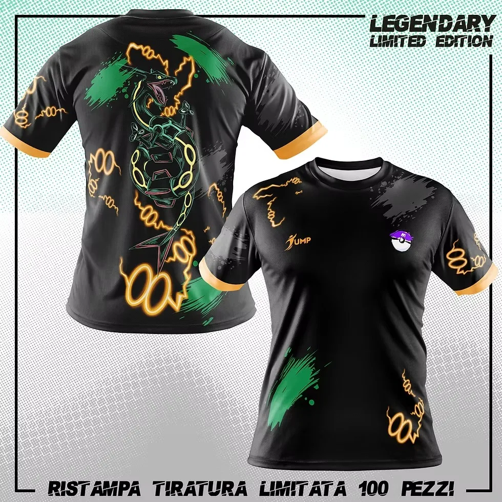 Bandai Dragon/Flying-type Rayquaza Pocket Monster Anime Allover Print T-Shirt für Erwachsene und Kinder, Sommer, schnell trocknend, weich, bequem, leicht Image