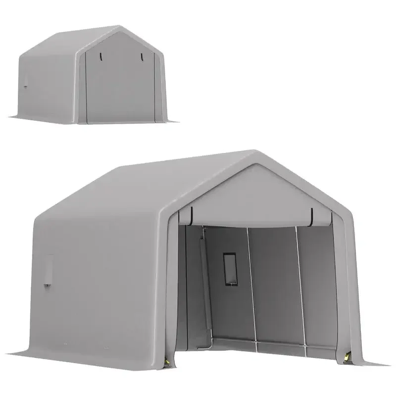 Abri de voiture extérieur 3 x 5,2 m, tente de garage, abri pour voiture avec porte enroulable amovible gris, idéal pour la randonnée, le camping familial, la plage, les voyages, abri coupe-vent et