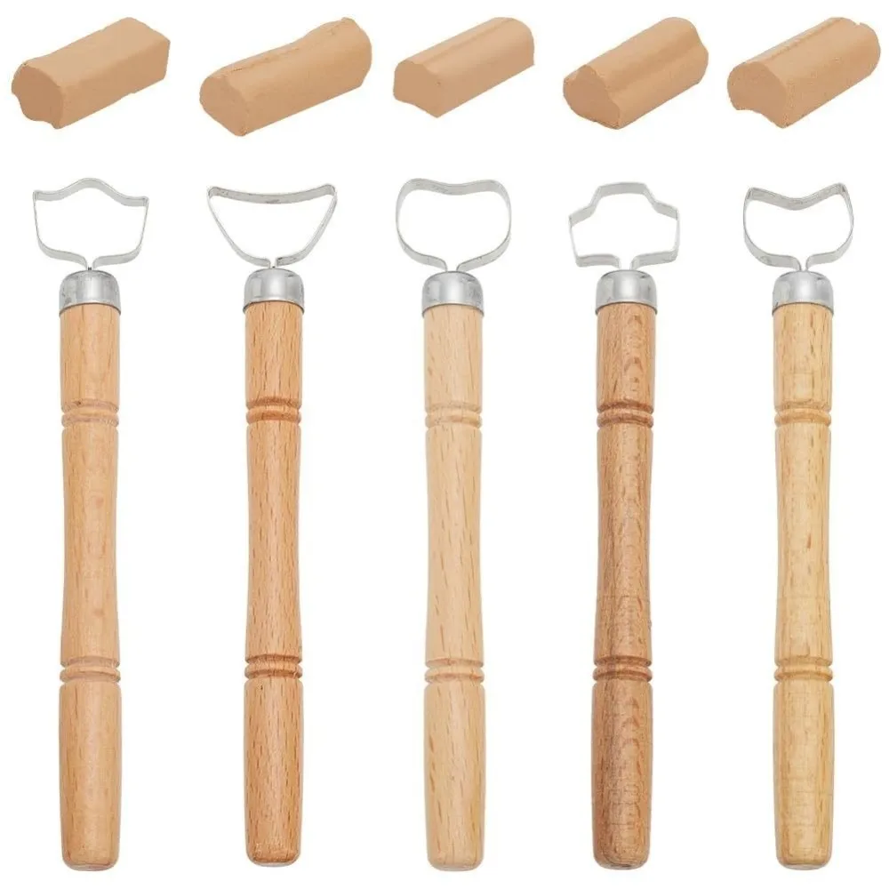 Lot de 5 outils de poterie remplaçables pour le bricolage, outils de raclage, outils de création de poignées de poterie, outils de sculpture de texture, outils de modelage d'argile