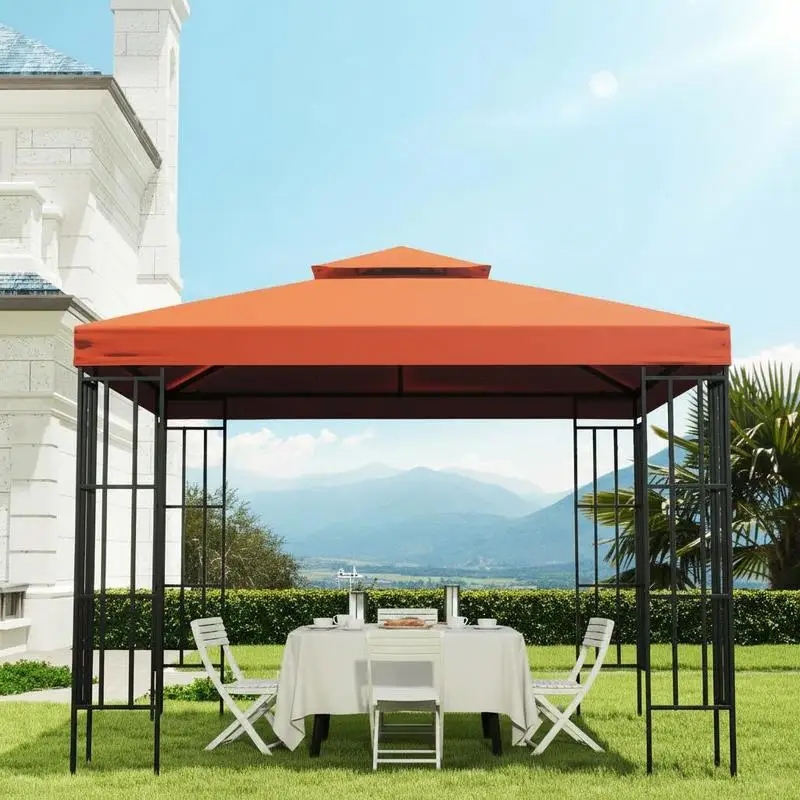 Toit de remplacement 3x3 mètres pour pavillons de jardin, toit de pavillon en métal, toit de remplacement pour pavillon de jardin, tente de réception, tente de jardin, polyester, rouge rouillé