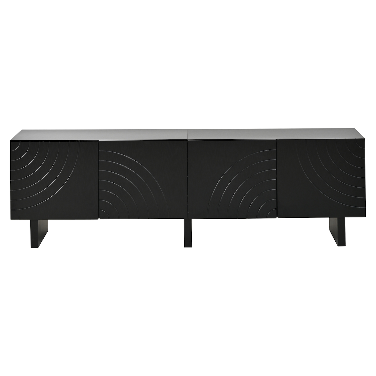 STILVORA TV-Lowboard aus Spanplatte, Schwarz, 180x40x55 cm, 4 Türen, 75 Zoll Image
