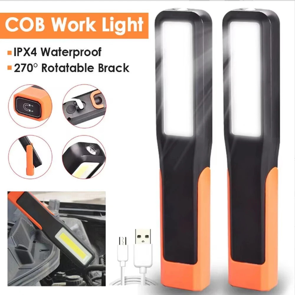 Leistungsstarke COB-LED-Arbeitsleuchte Auto-Garagen-Mechanikerlampe USB-Aufladbare Taschenlampe Magnetische Fackel Notlicht Warnleuchte Image