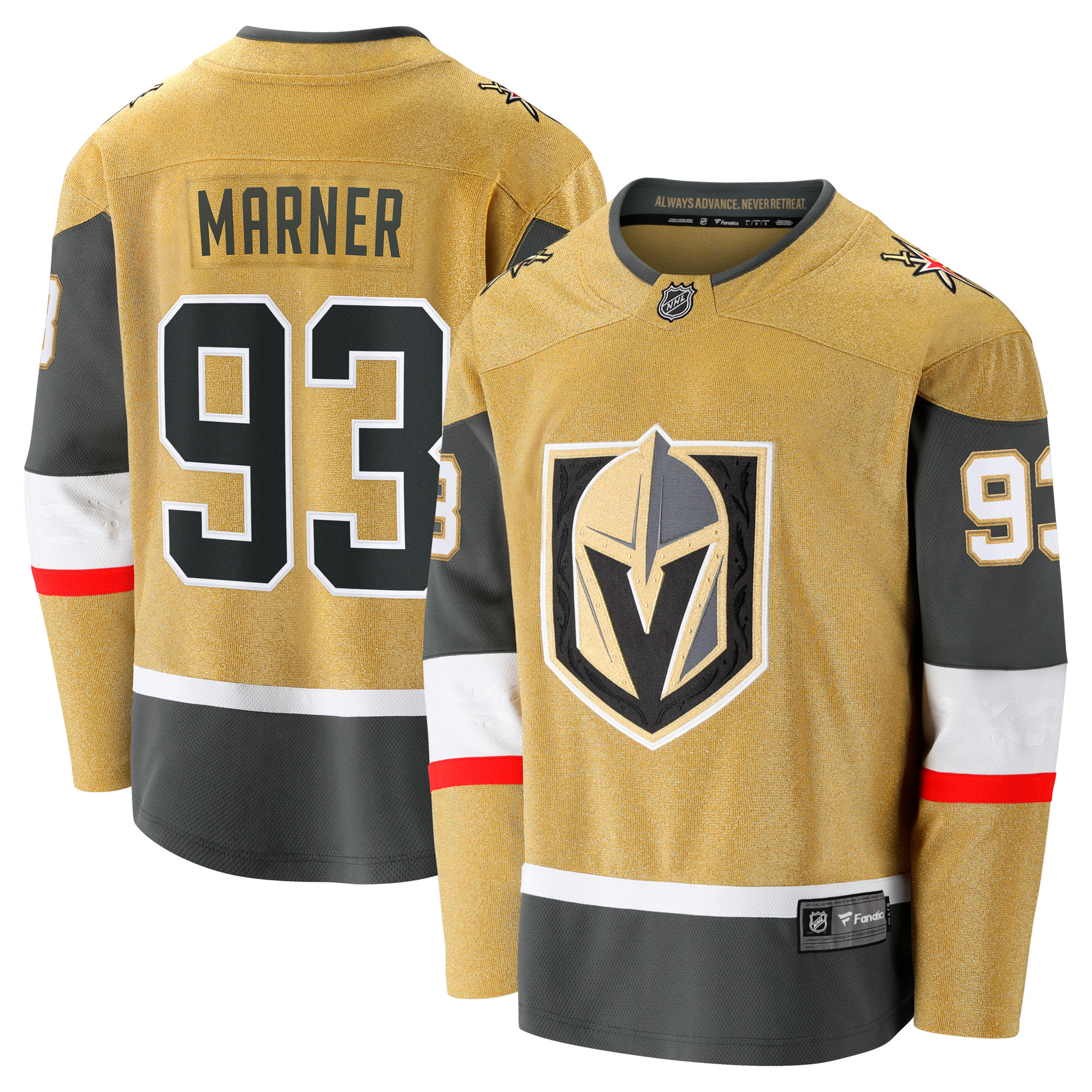 "Fanatics Mitch Marner Herren-Heimtrikot der Vegas Golden Knights in Gold" Image