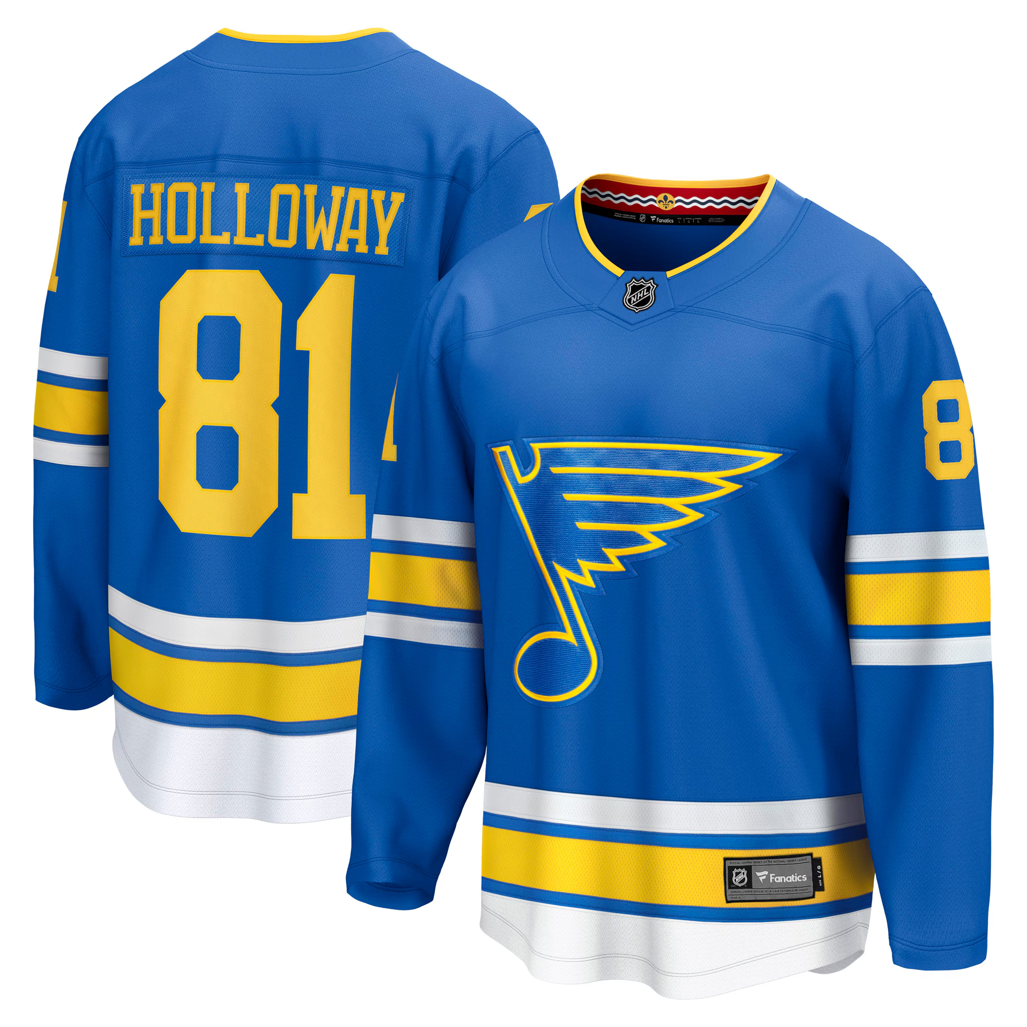 "St. Louis Blues Fanatics Branded Breakaway Heimtrikot - Blau - Dylan Holloway - Herren" Image