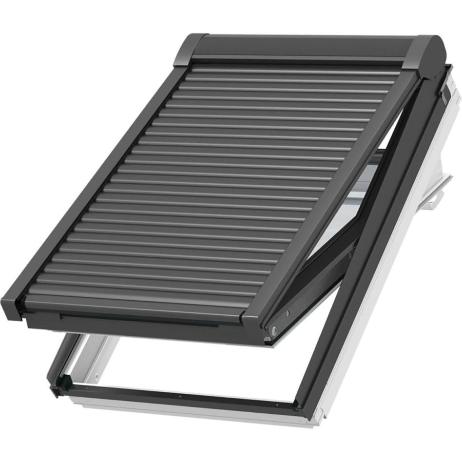 NEU: VELUX Elektro-Rollladen SML 0000K Aluminium Dunkelgrau inkl. KUX 110, 134x140 cm (UK08)